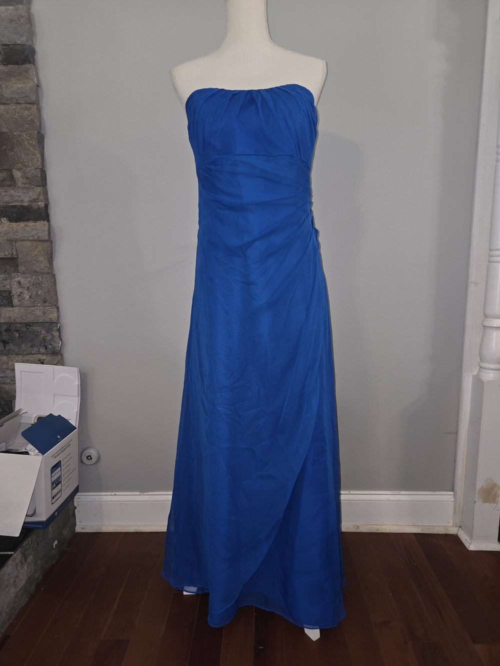 Mori Lee Strapless Sapphire Blue Evening Gown